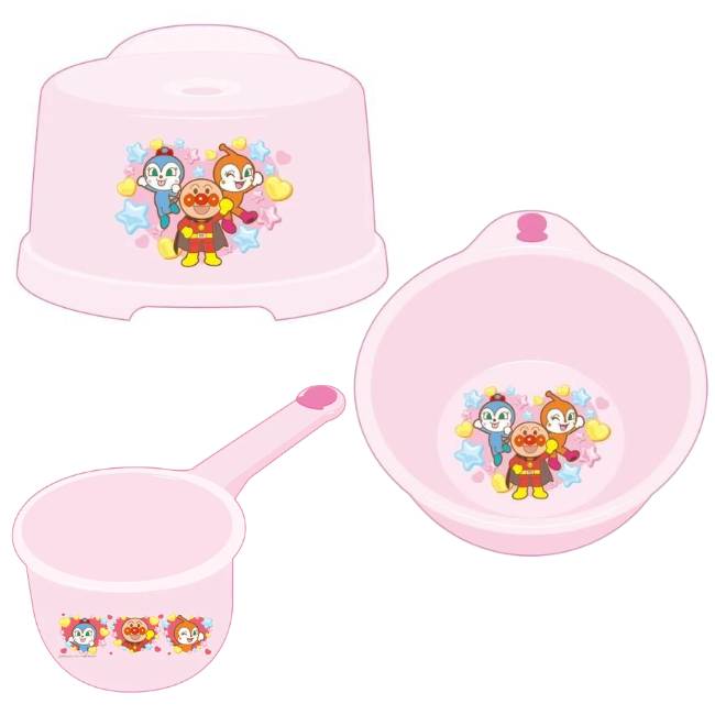 アンパンマン お風呂3点セット ( 湯おけ & 風呂いす & 手おけ ) OSK オーエスケー ピンク 人気 キャラクター 椅子 桶 お風呂 風呂 風呂おけ 桶 おけ 浴室 生活雑貨 日用品 小物 子ども 子供 子供用 男 女 男の子 女の子 2022 送料無料