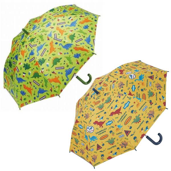 【2色から選べる】子供用 晴雨兼用傘 50cm (グリーン/イエロー) ディノサウルス DINOSAURS 恐竜 スケーター(Skater) 名前タグ付き 梅雨...