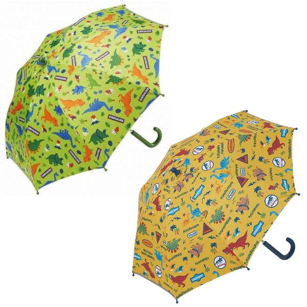 【2色から選べる】子供用 晴雨兼用傘 45cm (グリーン/イエロー) ディノサウルス DINOSAURS 恐竜 スケーター(Skater) 名前タグ付き 梅雨...