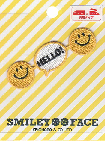 【楽天スーパーSALE期間中はポイント5倍】【SMILEY FACE】シール＆アイロン接着連続ワッペントークスマイリースマイリーとふきだしの連続ワッペン SMI-07