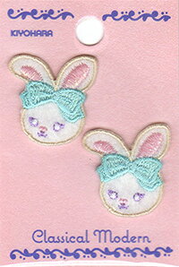 【イーグルス感謝祭はポイント3倍】【クラシカルモダンシュシュ】ミニワッペン ラビットアイロン接着ワ..