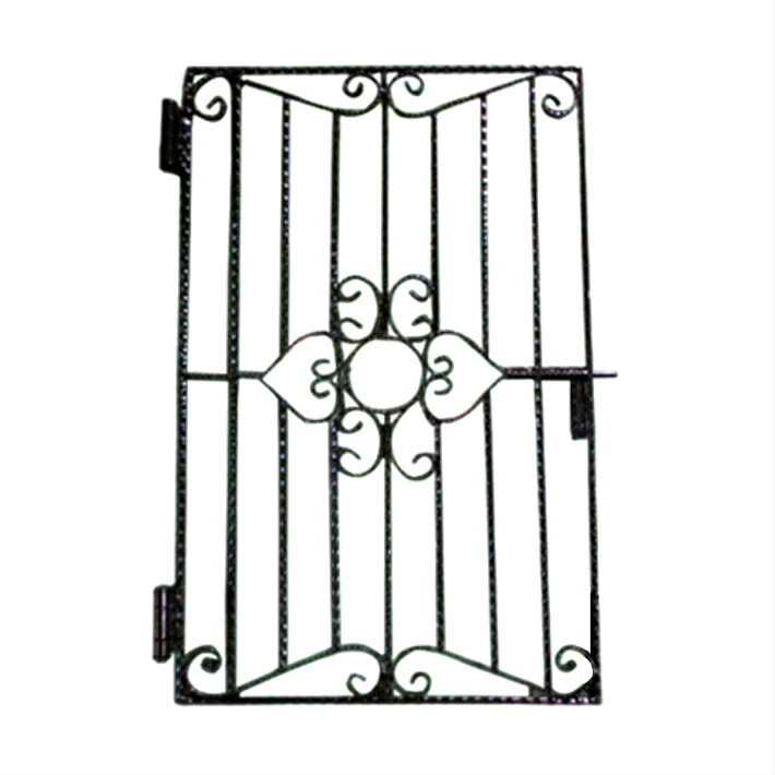 【安心サポート付】アイアン　アンティーク　門扉　片開き　花　アール・角　間口810