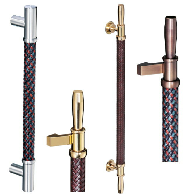 【安心サポート付】高級バーハンドル　イントレチャート取手（両面用）（ L型・G型）【レザー皮取っ手..