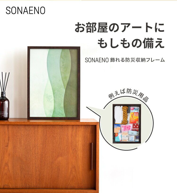 SONAENO 飾れる防災収納フレーム A3/A4 防災のプロ監修 アートフレーム 防災グッズ 非常用トイレ 100個収納 備蓄 壁掛け 額縁 隠す収納 防災用品 地震対策 インテリア おしゃれ ドリーム おすすめ 人気 【基本宅配便送料無料】 nakashop-10018628 癒しの村 サンプル画像3