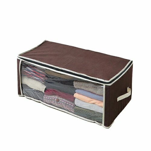 収納ケース 衣類 炭入り消臭衣類収納ケース A-03 コンパクト 収納 透明窓 持ち手付 持ち運び 保管 不織布製 不織布 スリム 炭 収納ケース 汗のニオイ 加齢臭 キルト面