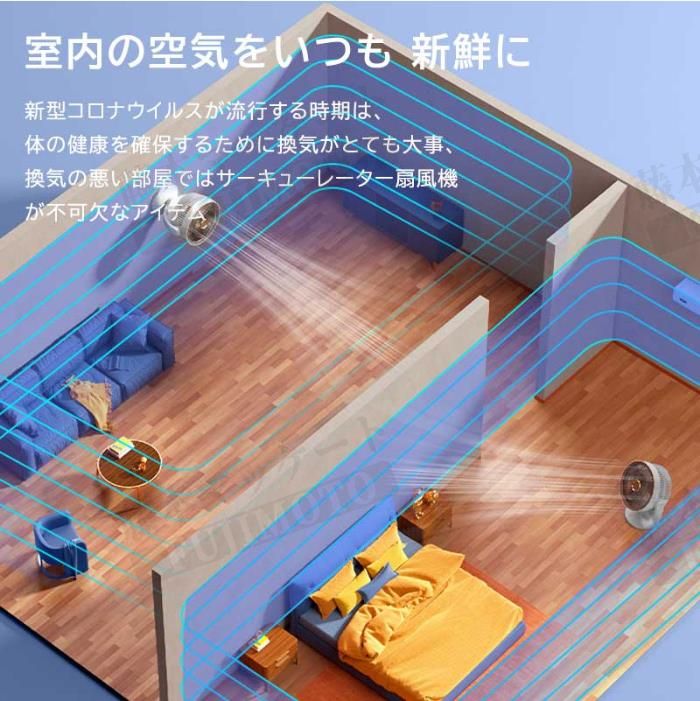 扇風機 サーキュレーター コードレス 扇風機 静音 サーキュレーター壁掛け 扇風機 静音 小型 卓上 dcモーター 風量4段階調節 コードレス 扇風機 静音 省エネ 5枚羽根 USB電源 グレー 空気循環 ナイトライト ランプ機能 軽い 静か 有線/無線 コードレス使用可