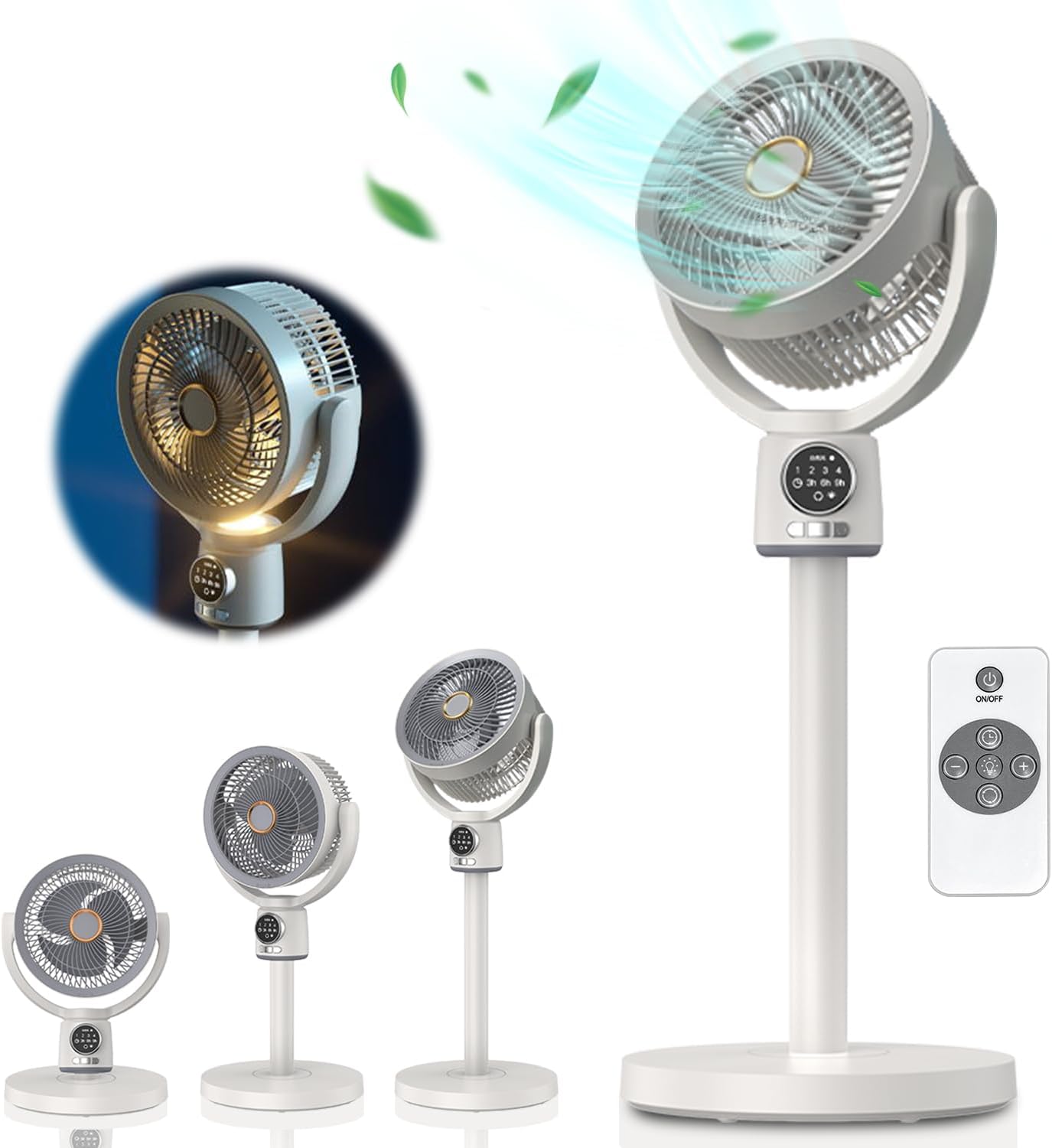 【2024最新進化・1台4役】サーキュレーター 扇風機 DCモーター 一体型 兼用 サーキュレーター 節電 充電式 5段階風量調節 多機能ファン リモコン付き 高さ調節可能 タイマー機能付き 自動首振り パワフル送風 換気