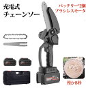 充電式チェーンソー コードレス チェーンソー 充電式 小型チェーンソー ハンディチェーンソー 小型 軽量 片手 6インチ チェンソー 電動ノコギリ 電ノコ 電動 切断直径150mm 48V大容量バッテリー2個 強力 木工切断 農業