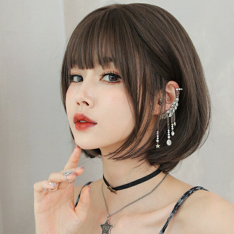 うぃっぐ かつら つけ毛 カツラ ウルフレイヤー ウィッグ フルウィッグ ブラウン ウィッグ ナチュラル 自然 ストレート ふんわり かわいい 女子 医療用 ショート 仮装 ボブ 小顔効果 大人ソフトウルフ黒髪 耐熱 ウルフ