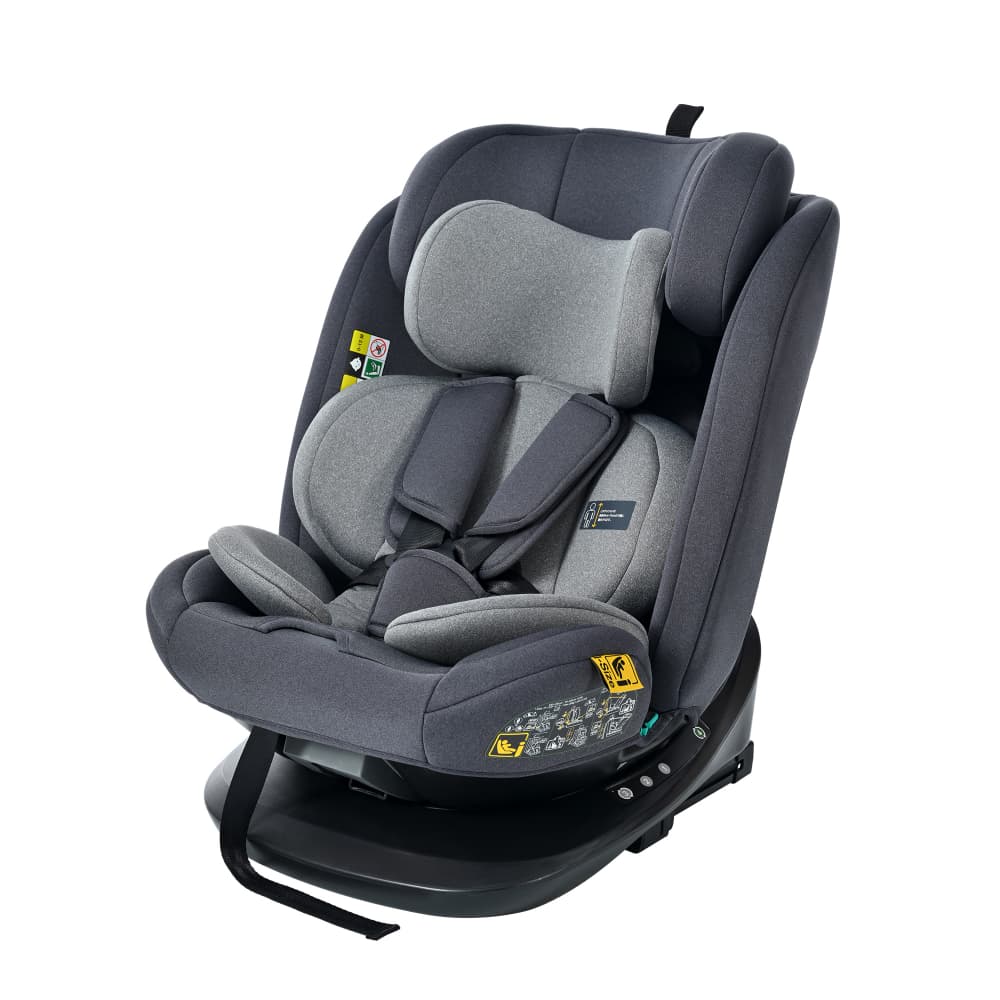 チャイルドシート 新生児 ISOFIX 0歳~12歳頃 360度回転式 40~150cm ジュニアシート 長く使える 洗える 取付簡単 キッズシート ベビーシート 出産祝い 赤ちゃん 孫 プレゼント【ブラック+グレー】