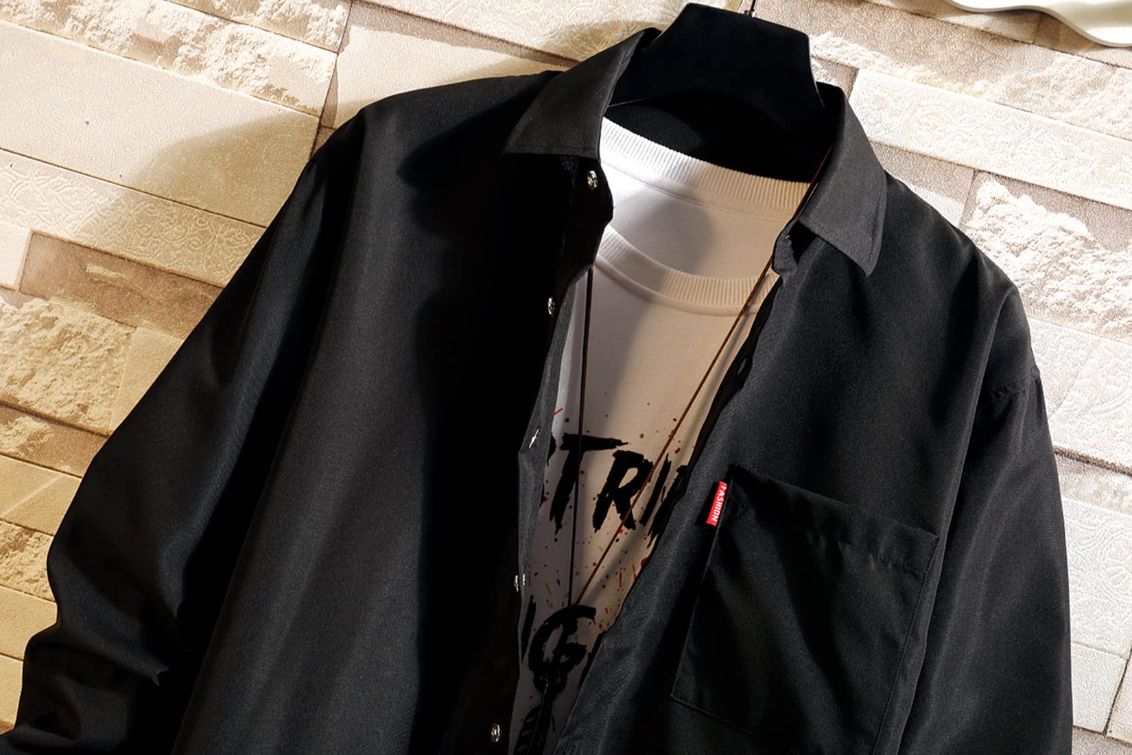 メンズ シャツ 長袖 春 カジュアル おしゃれ 無地 ゆったり 薄手 大きいサイズ