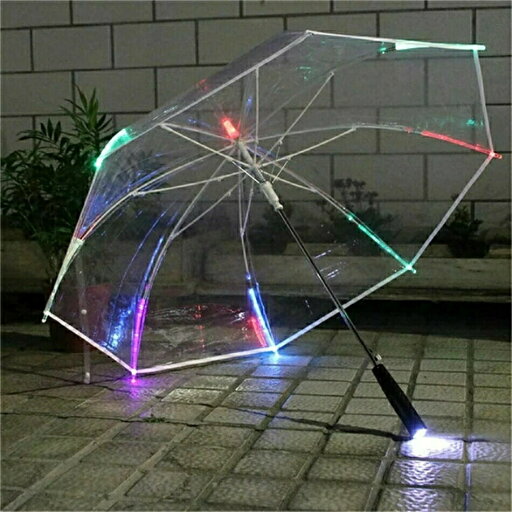 LED傘 雨傘 7色LEDランプ付き 透明傘 フラッシュライト長傘 80cm 光る傘 七色に光る 夜間対応雨の夜に最適夜道も安心 照明 雨具 レイングッズ 通勤通学男女兼用自動開閉(透明) LED傘 雨傘 7色LEDランプ付き 透明傘 フラッシュライト長傘 80cm 光る傘 七色に光る 夜間対応雨の夜に最適夜道も安心 照明 雨具 レイングッズ 通勤通学男女兼用自動開閉(透明)