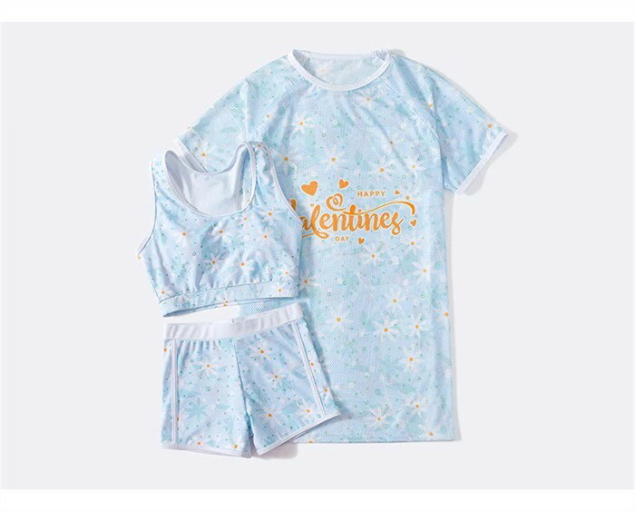 水着 タンキニ レディース 体型カバー 中学生 高校生 3点セット 半袖シャツ ラッシュガード ママ水着 セパレート ショートパンツ 10代 20代 韓国 小胸 二の腕カバー 露出控えめ 女の子 20代 30代 海 プール リゾート カバーアップ 胸パッド付き