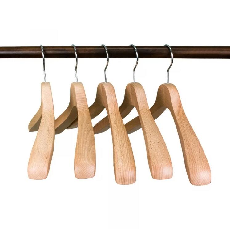SET-104N:w400/小さめメンズジャケットハンガー 5本組/ナチュラル 【木製ハンガーメーカーナカタハンガー直販/中田ハンガー/収納用品】