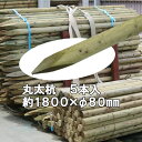 国産 杉 丸太杭【防腐防蟻処理済】しっかり＆長持ち 約1800mm×φ80mm（5本入り）【植栽/樹木支柱/木杭/丸太杭/ローリング/丸棒杭/公園/ACQ/木材/木/公共/植木支柱/造園/間伐材/ガーデニング】