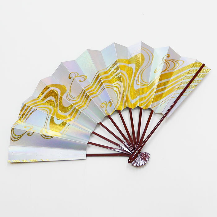 舞扇　≪金　流水柄≫オーロラ色hana2650