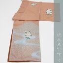 【ネット限定価格】洗える着物 付下げ Mサイズ 杏色 小菊柄 日本製 袷(10月〜5月) 061-0828