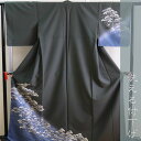 【ネット限定価格】洗える付下げ Lサイズ 深緑 松 日本製 袷(10月〜5月)