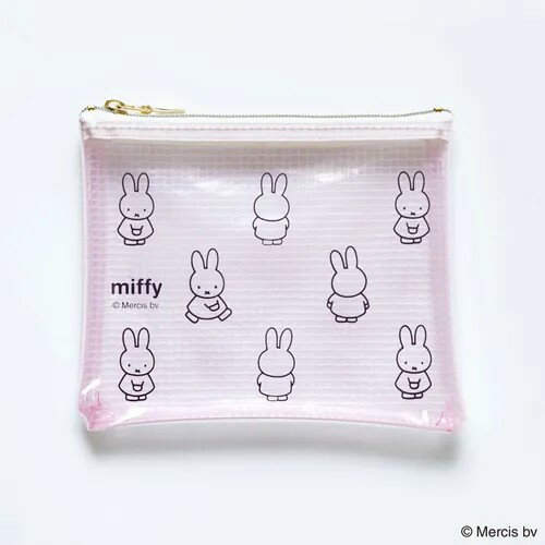 【商品詳細】 キャラクター：miffy(ミッフィー) アイテム：ミニフラットポーチ SEE－THROUGH カラー：ピンク サイズ：約11×14(cm) 素材・原材料名・成分：PVC 原産国：ベトナム 【チェックポイント】 ■カラーのPVCに、単色でミッフィーのイラストを表現豊にしたレイアウトした涼し気なポーチです。 ■背面は無色透明で中が見やすく使いやすい形状です。 ■画像は、実際の商品のお色に出来る限り近付けるよう努力をしておりますが、ご使用のモニターなどにより、違いが生じる事がありますことを予めご了承下さい。 ■仕入れ先の関係状、他店舗と在庫を共有している為、ご注文が集中した場合やご注文を頂いたタイミングによっては在庫切れとなりご注文商品をお届けできない場合が御座います。もちろん欠品・完売の場合には&quot;出来る限り迅速にメールもしくはお電話&quot;にてご連絡させていただきます。上記が万が一起こってしまった場合は、どうかご容赦いただきますようお願いを申し上げます。詳しくはこちらよりご確認下さい。 ■この商品は、ゆうパケット(一部定形外郵便)なら"全国一律送料180円"でお届けいたします。ゆうパケット(一部定形外郵便)での配送をご希望のお客さまは配送方法で必ず"メール便(日本郵便)"にチェックを入れて下さい。■ゆうパケット(一部定形外郵便)での配送をご希望のお客さまは、詳細、注意事項を必ずこちらよりご確認下さい。　