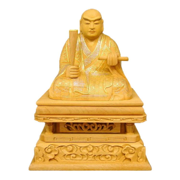仏像 日蓮聖人像 楠 2.5号 プラチナ箔 本金箔 日蓮宗 切金 仏壇 仏具