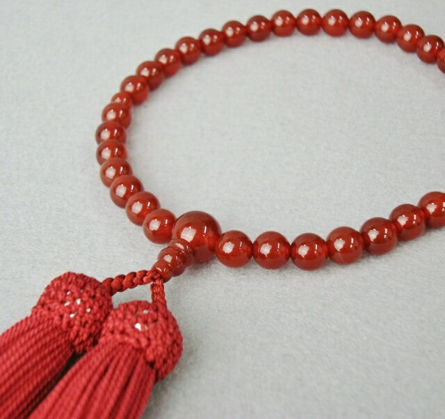 数珠女性用瑪瑙瑪瑙共玉7ミリ玉正絹...