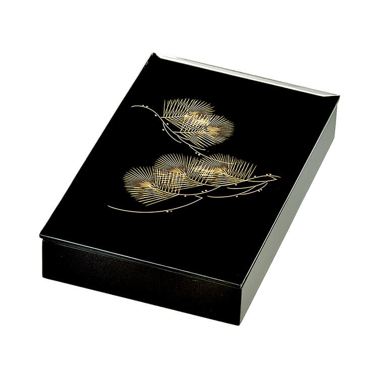 黒 葉書入れ 沈金松 木質繊維(MDF)製 カシュー塗装 誕生日 お祝い返し お悔み返し プレゼント ギフト【21-13-5】