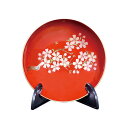 朱 3.9 単盃(スタンド付) 桜(漆・手塗・手描) 天然木製 漆塗り 会津塗り 手塗り 会津漆器 誕生日 米寿祝 正月 ギフト 【21-73-1】