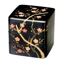 黒 6.5 隅丸 三段重 香梅(手描) 重箱 お重 木質繊維(MDF)製 ウレタン塗装 婚礼 婚約 正月 ギフト【21-78-2】