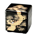 黒内朱 6.5 緑三段重 老松 お重 重箱 ABS樹脂製 ウレタン塗装 会津塗り 会津漆器 【21-78-3】