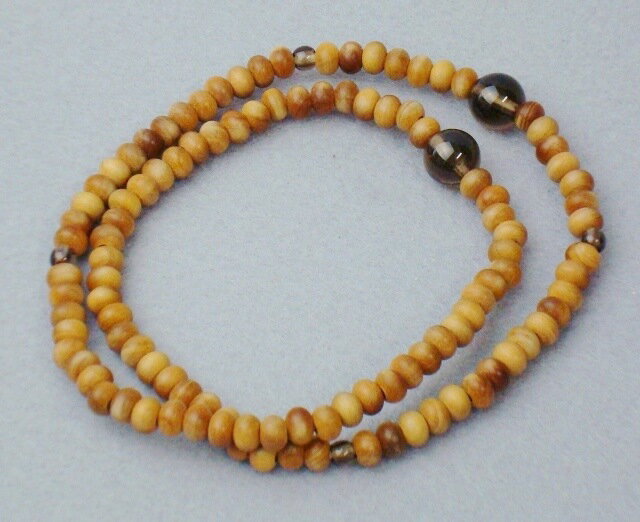 数珠ブレスレット 女性用 男性用 白檀 茶水晶 仕立 108珠 LL Pケース入 送料無料 ブレスレット サンダルウッド スモーキークォーツ 京念珠 腕輪数珠 腕輪念珠 Bracelet