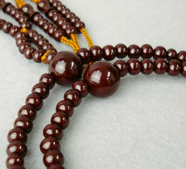 日蓮宗 本式数珠 紫檀 共玉 尺丸玉 菊房 薄茶 紙箱入 送料無料 法華用