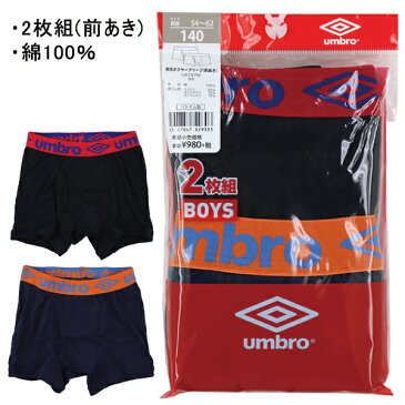 UMBRO アンブロ グンゼ GUNZE 110-160cm 子供 キッズ 2枚組 男児 ボクサーブリーフ ボクサー パンツ 前開き 綿100%【送料無料(税込1000円のお買上げが条件)】