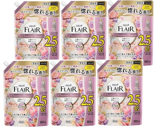 【まとめ買い 5700ml 】花王 ハミング フレアフレグランス チャーミングブーケの香り 詰め替え 特大 950ml × 6個 セット （1ケース）のサムネイル