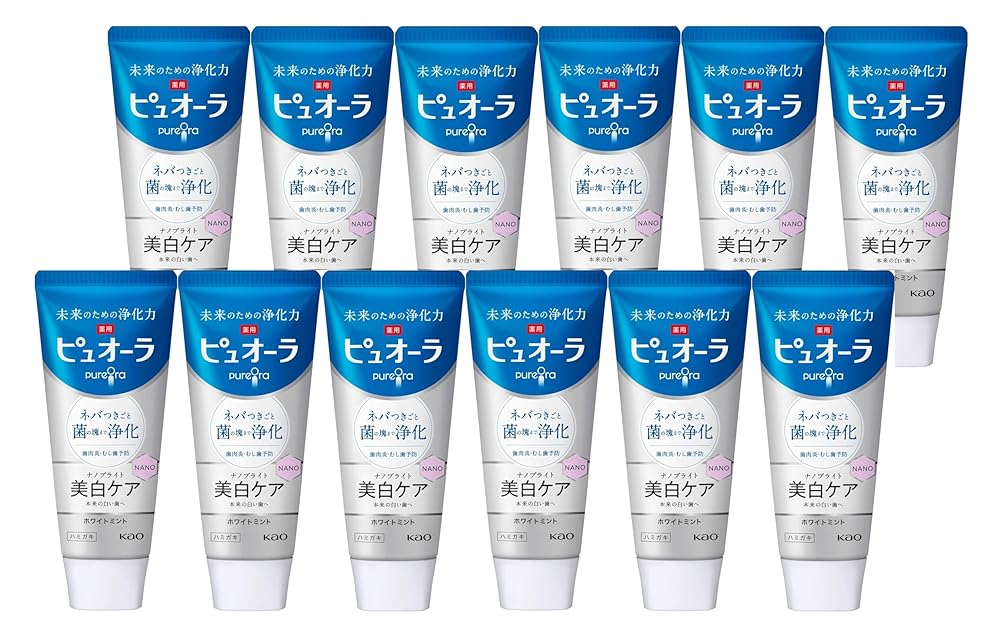 ピュオーラ 薬用ハミガキ ナノブライト 美白 115g [医薬部外品] (12個) まとめ買い