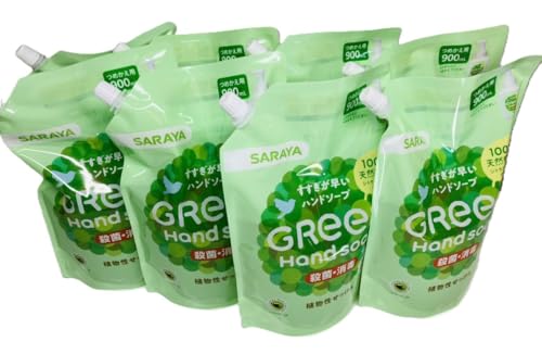サラヤ 泡ででてくる 薬用 グリーン ハンドソープ 詰替え 900ml 8個セット 【ケース販売】