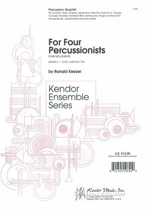 ☆【打楽器アンサンブル】キーツァー 4人の打楽器奏者のために4PER出版：Kendor社