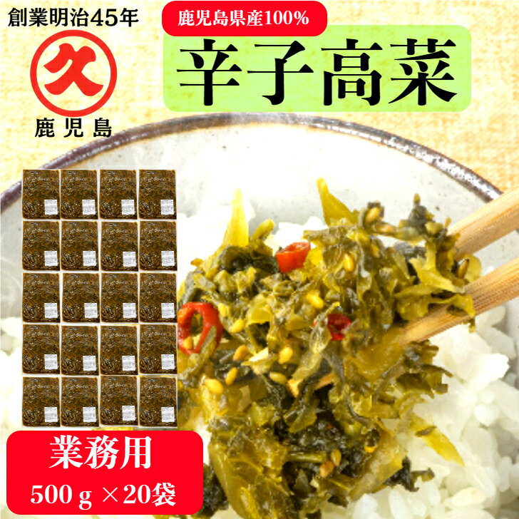 業務用 辛子高菜 ピリ辛高菜油炒め 中辛 500g×20袋 ≪送料無料≫ 鹿児島県産 中園久太郎商店 高菜 高菜炒め 漬物 ご飯のお供 油炒め 常温保存 ラーメン めし アレンジ 万能 食材 リピート プレゼント 食品 おつまみ特売