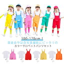 キッズ ショートパンツ キッズ カラーパンツ tシャツ 発表会 女の子 3点セット カラフル 半袖 ダンス衣装 オーバーオール 韓国子供服 演出服 幼稚園 短パ...
