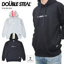 【割引クーポン配布中】 DOUBLE STEAL ダブルスティール パーカー THIN LINE HOODIE プルオーバーパーカー スウェット フリース 長袖 トップス メンズ M-XL ブラック グレー 915-67009 【あす楽対応】【RCP】