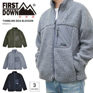 【割引クーポン配布中】 FIRST DOWN (ファーストダウン) ジャケット TUMBLING BOA BLOUSON JACKET タンブリングボアブルゾン アウター ブルゾン メンズ M-XL ブラック グレー オリーブ F842515E 【あす楽対応】【RCP】