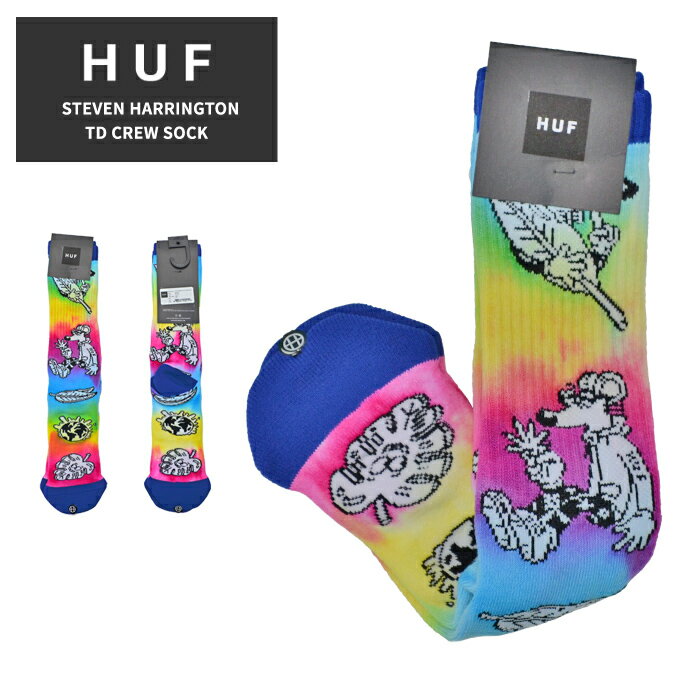 【割引クーポン配布中】 HUF × STEVEN HARRINGTON (ハフ × スティーブン・ハリントン) STEVEN HARRINGTON TD CREW SOCK 靴下 メンズ スケートソックス クルーソックス タイダイ SK00670 【ネコポス便発送で送料無料】【RCP】