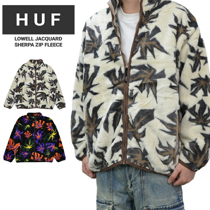  HUF (ハフ) ジャケット LOWELL JACQUARD SHERPA ZIP FLEECE JACKET フリースジャケット ボアジャケット アウター ブルゾン メンズ M-XL ナチュラル マルチ FL00191 