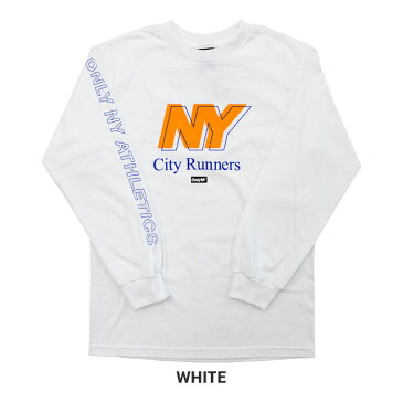 【割引クーポン配布中】 ONLY NY (オンリーニューヨーク) ロンT CITY RUNNERS L/S T-SHIRT TEE ロング Tシャツ カットソー 長袖 メンズ S-XL ホワイト グレー 【単品購入の場合はネコポス便発送】【RCP】