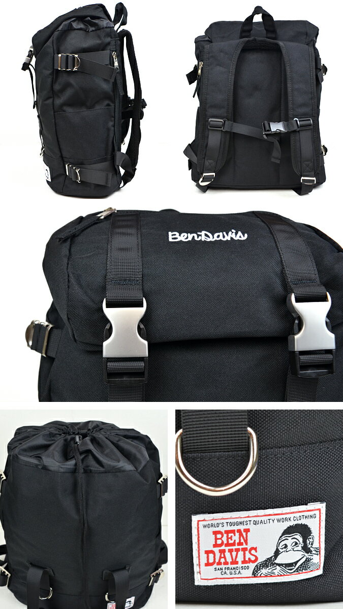 【割引クーポン配布中】 BEN DAVIS (ベンデイビス) BACKPACK MINI DAYPACK メタルバックル デイパック 鞄 リュック バックパック ミニ 男女兼用 メンズ レディース 送料無料 bendavis 【あす楽対応】【RCP】