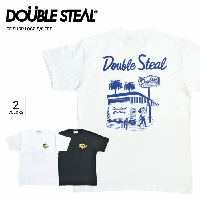 【割引クーポン配布中】 DOUBLE STEAL (ダブルスティール) Tシャツ ICE SHOP LOGO S/S T-SHIRT TEE カットソー トップス メンズ ブラック ホワイト M-XL 912-14016 【単品購入の場合はネコポス便発送】【RCP】