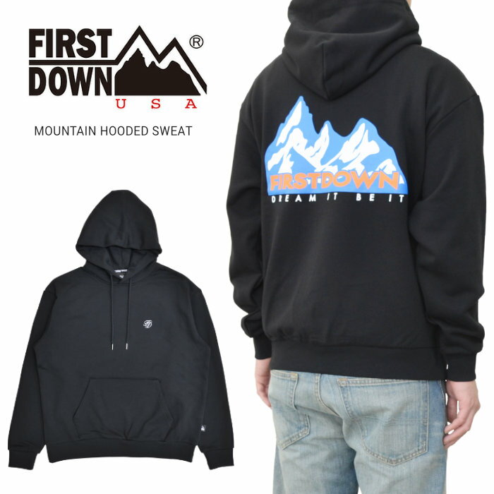 楽天NAKED-STORE【割引クーポン配布中】 FIRST DOWN USA （ファーストダウン） パーカー MOUNTAIN HOODED SWEAT プルオーバー スウェット フリース メンズ M-XL ブラック F971001C 【あす楽対応】【RCP】【バーゲン】