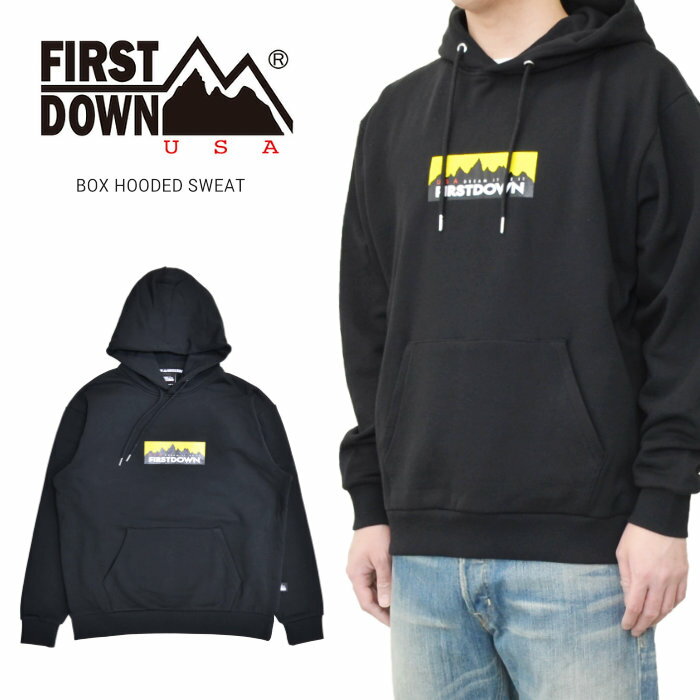 楽天NAKED-STORE【割引クーポン配布中】 FIRST DOWN USA （ファーストダウン） パーカー BOX HOODED SWEAT プルオーバー スウェット フリース メンズ M-XL ブラック F971002C 【あす楽対応】【RCP】【バーゲン】