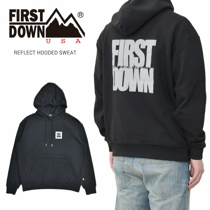  FIRST DOWN USA (ファーストダウン) パーカー REFLECT HOODED SWEAT プルオーバー スウェット フリース メンズ M-XL ブラック F971005C 