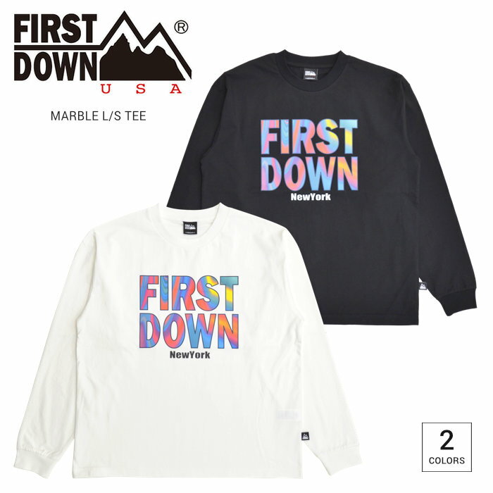 FIRST DOWN USA (ファーストダウン) ロンT MARBLE L/S T-SHIRT TEE Tシャツ カットソー トップス 長袖 メンズ M-XL ブラック ホワイト F971018C 