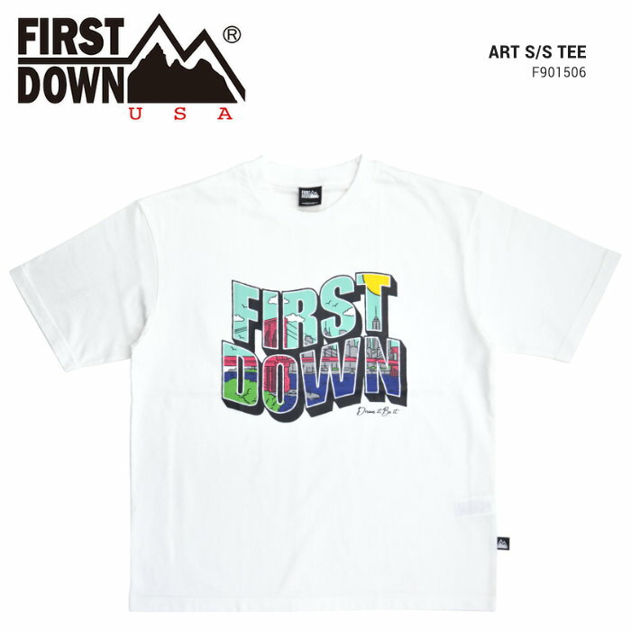 【割引クーポン配布中】 FIRST DOWN USA ファーストダウン Tシャツ ART S/S T-SHIRT TEE 半袖 カットソー トップス メンズ M-XL ホワイト F901506C 【単品購入の場合はネコポス便発送】【RCP】…